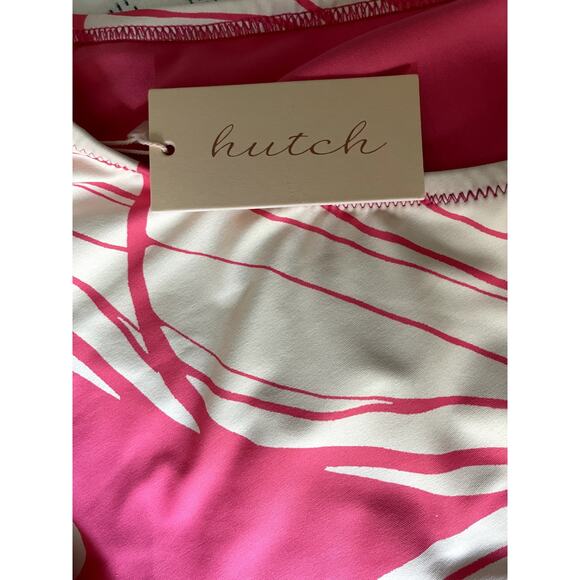 Hutch One-Shoulder Pink & White Tropical Leaf Swimsuit Size L - Picture 7 of 9